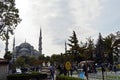 Istanbul, Turkey, Ã¢â¬Å½October Ã¢â¬Å½5, Ã¢â¬Å½2014: The entrance of Hagia Sophia with tourists. This 6th century iconic cathedral is in